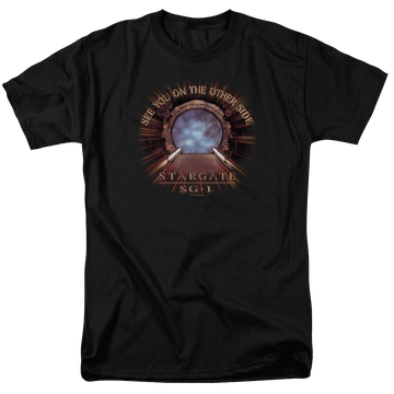 Black men's regular fit t-shirt with Stargate Other Side graphic