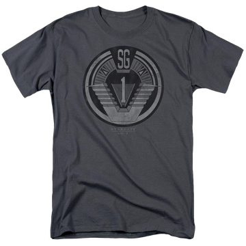 Charcoal men's regular fit t-shirt with Stargate Team Badge graphic