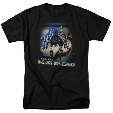 Black men's regular fit t-shirt with Stargate Menace graphic