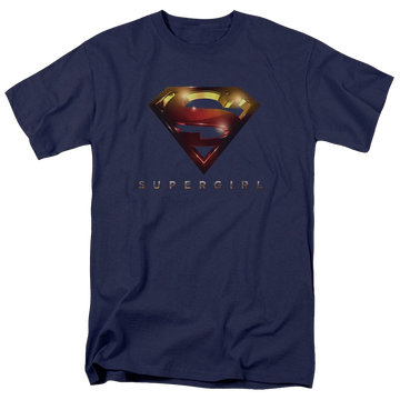 Navy men's regular fit t-shirt with Superman Supergirl Logo Glare graphic