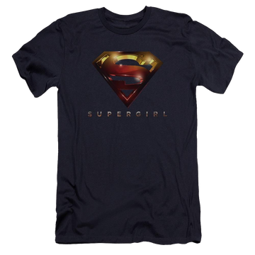 Navy men's premium slim fit t-shirt with Superman Supergirl Logo Glare graphic