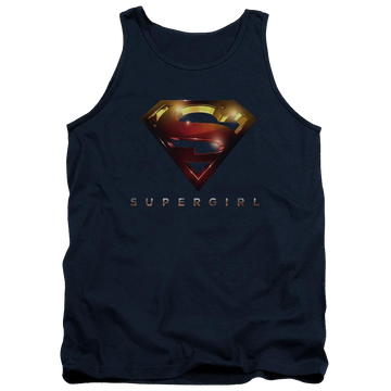 Navy men's tank with Superman Supergirl Logo Glare graphic