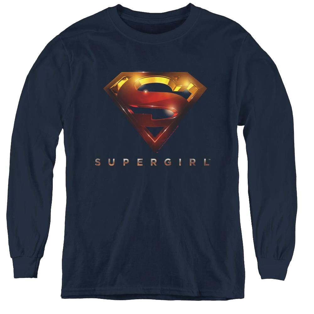Supergirl (Tv Series) Logo Glare - Youth Long Sleeve T-Shirt Youth Long Sleeve T-Shirt Superman   