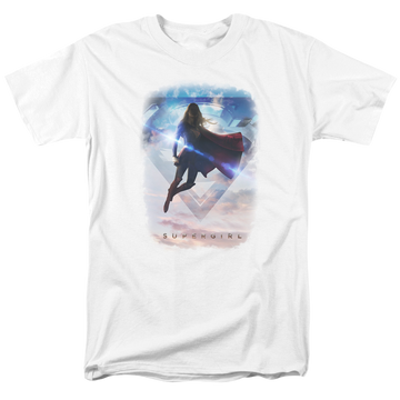 White men's regular fit t-shirt with Superman Supergirl Endless Sky graphic
