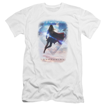 White men's premium slim fit t-shirt with Superman Supergirl Endless Sky graphic