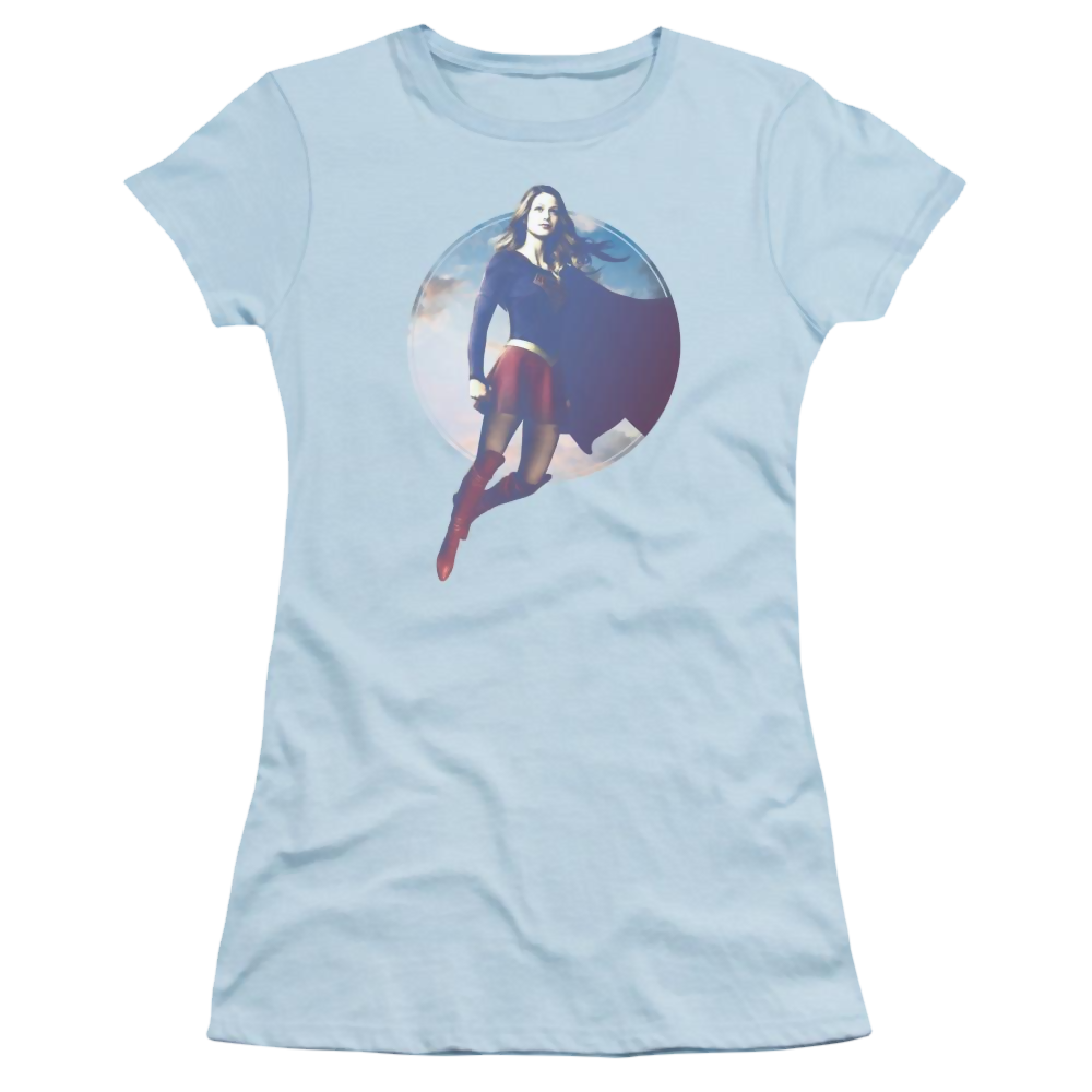 Supergirl Cloudy Circle Juniors T-Shirt Juniors T-Shirt Superman   