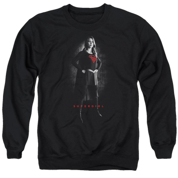 Black men's crewneck sweatshirt with Superman Supergirl Noir graphic