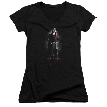 Supergirl Supergirl Noir Juniors V-Neck T-Shirt Juniors V-Neck T-Shirt Superman   