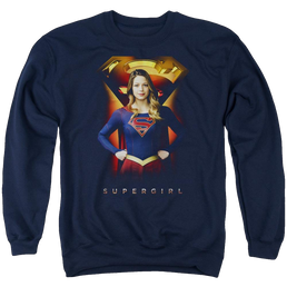 Supergirl Standing Symbol Men's Crewneck Sweatshirt Men's Crewneck Sweatshirt Superman   