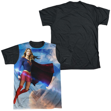 Superman Supergirl Up In The Sky men's black back t-shirt