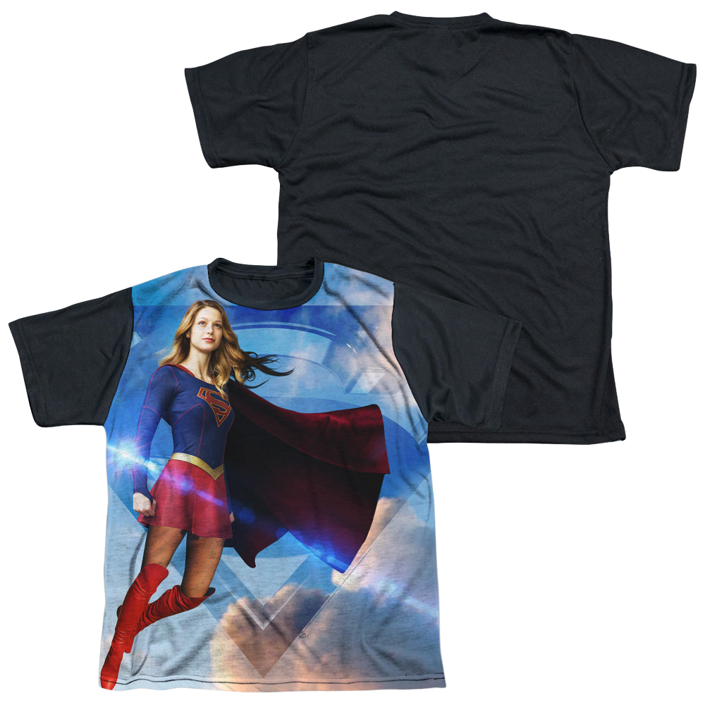 Supergirl (TV Series) Up In The Sky - Youth Black Back T-Shirt Youth Black Back T-Shirt (Ages 8-12) Superman   