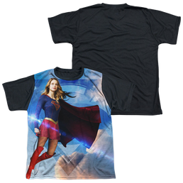 Supergirl (TV Series) Up In The Sky - Youth Black Back T-Shirt Youth Black Back T-Shirt (Ages 8-12) Superman   