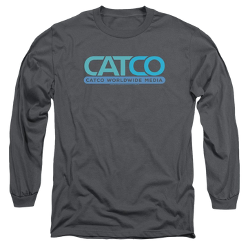 Charcoal men's long sleeve t-shirt with Superman Supergirl Catco Logo graphic