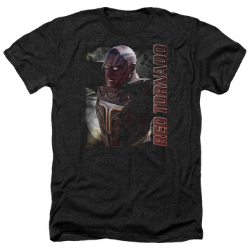 Charcoal men's heather t-shirt with Superman Supergirl Red Tornado graphic