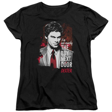 Black women's t-shirt with Dexter Boy Next Door graphic