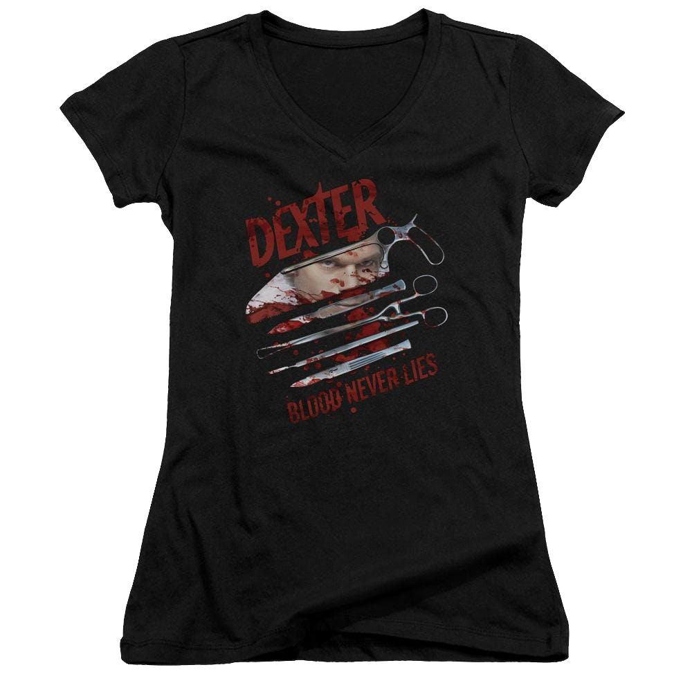 Dexter Blood Never Lies - Juniors V-Neck T-Shirt Juniors V-Neck T-Shirt Dexter   