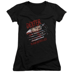 Dexter Blood Never Lies - Juniors V-Neck T-Shirt Juniors V-Neck T-Shirt Dexter   
