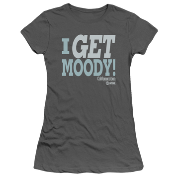 Charcoal juniors t-shirt with Californication I Get Moody graphic