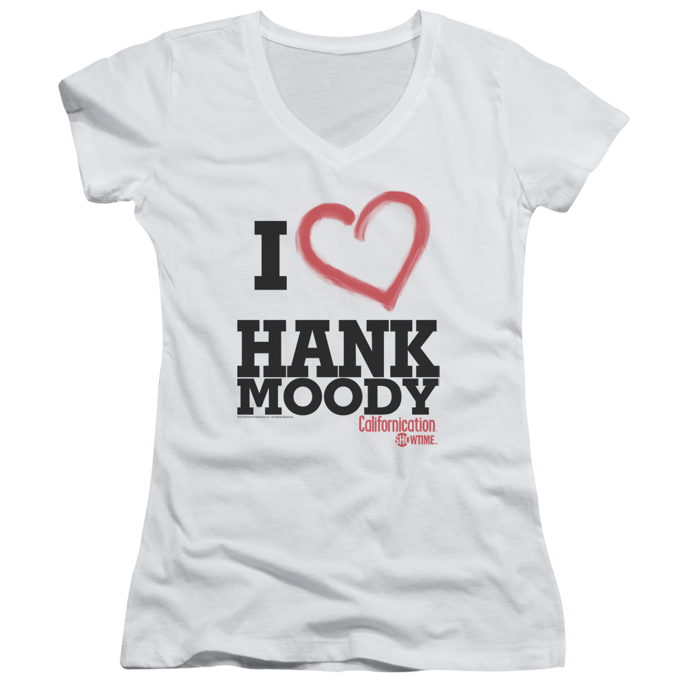 Californication I Heart Hank Moody - Juniors V-Neck T-Shirt Juniors V-Neck T-Shirt Californication   