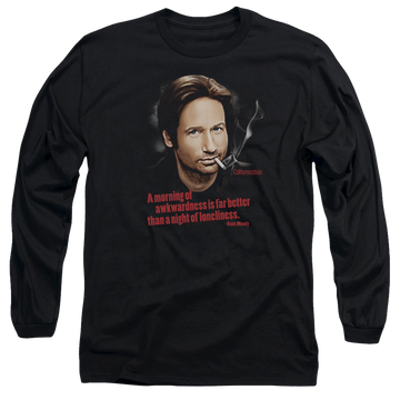 Black men's long sleeve t-shirt with Californication Morning Night graphic