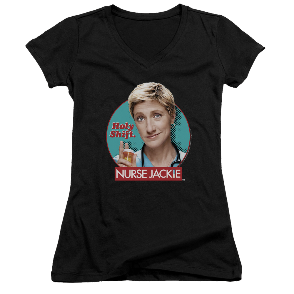 Nurse Jackie Holy Shift - Juniors V-Neck T-Shirt Juniors V-Neck T-Shirt Nurse Jackie   