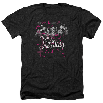 Charcoal men's heather t-shirt with The Real L Word Dirty graphic