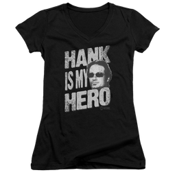 Californication Hank Is My Hero - Juniors V-Neck T-Shirt Juniors V-Neck T-Shirt Californication   