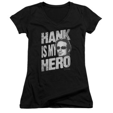 Californication Hank Is My Hero - Juniors V-Neck T-Shirt Juniors V-Neck T-Shirt Californication   