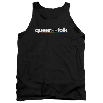 Black men's tank with Queer as Folk Logo graphic