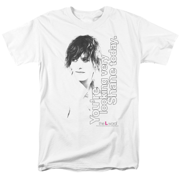 White men's regular fit t-shirt with The Real L Word Looking Shane Today graphic