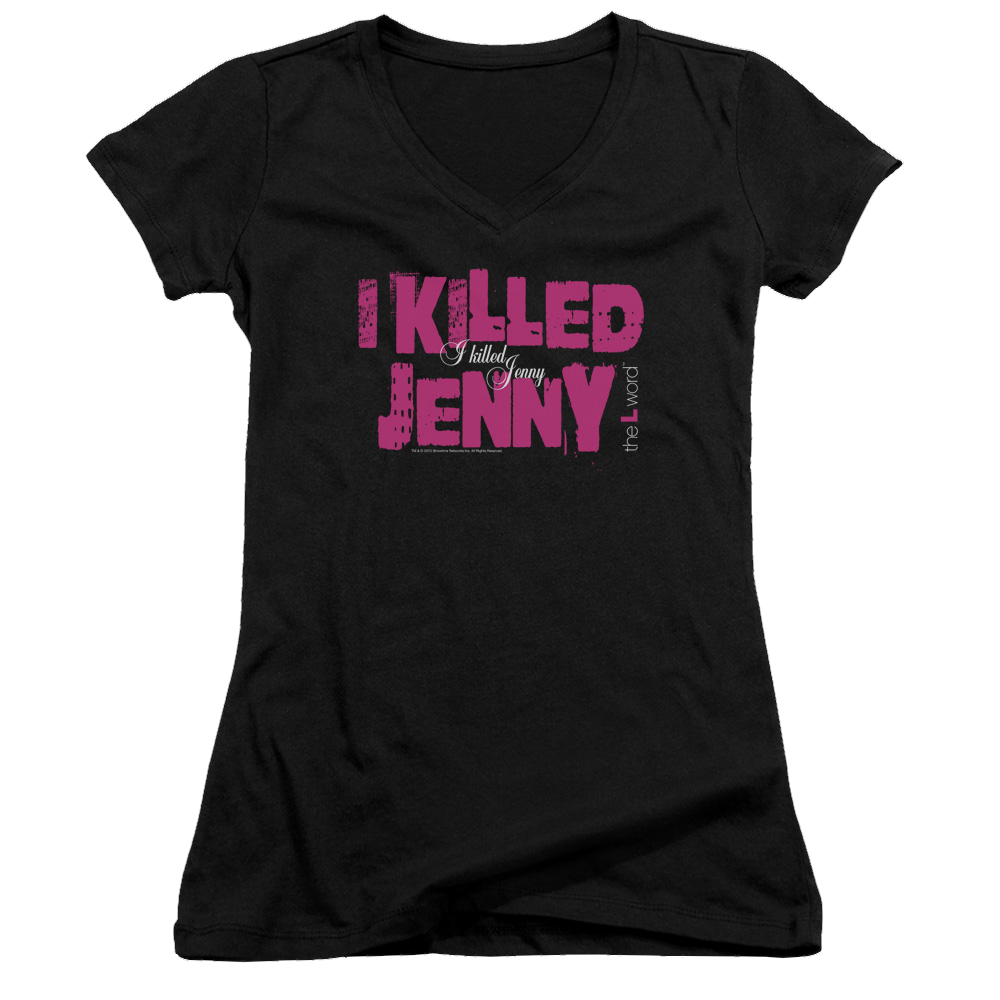 L Word, The I Killed Jenny - Juniors V-Neck T-Shirt Juniors V-Neck T-Shirt The Real L Word   