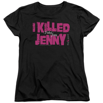 Black women's t-shirt with The Real L Word I Killed Jenny graphic