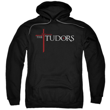 Black pullover hoodie with The Tudors Logo graphic