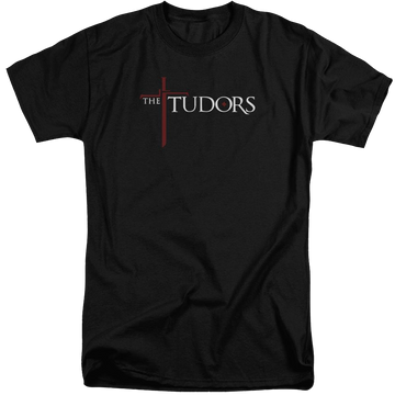 Black men's tall fit t-shirt with The Tudors Logo graphic