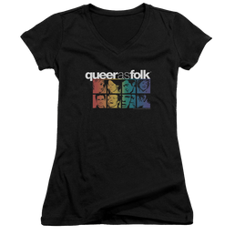 Queer as Folk Cast - Juniors V-Neck T-Shirt Juniors V-Neck T-Shirt Queer as Folk   