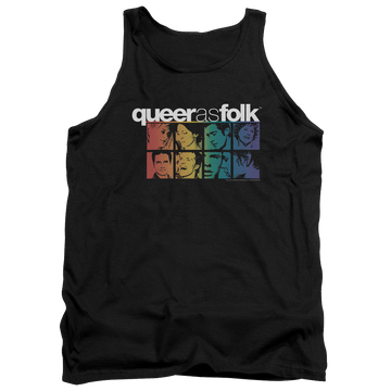 Black men's tank with Queer as Folk Cast graphic