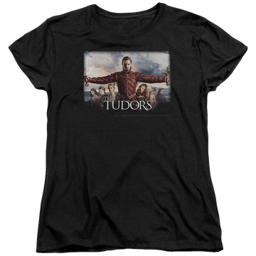 Black women's t-shirt with The Tudors The Final Seduction graphic