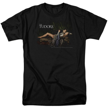 Black men's regular fit t-shirt with The Tudors The King And His Queen graphic