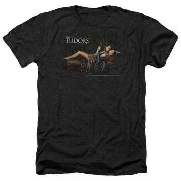 Charcoal men's heather t-shirt with The Tudors The King And His Queen graphic