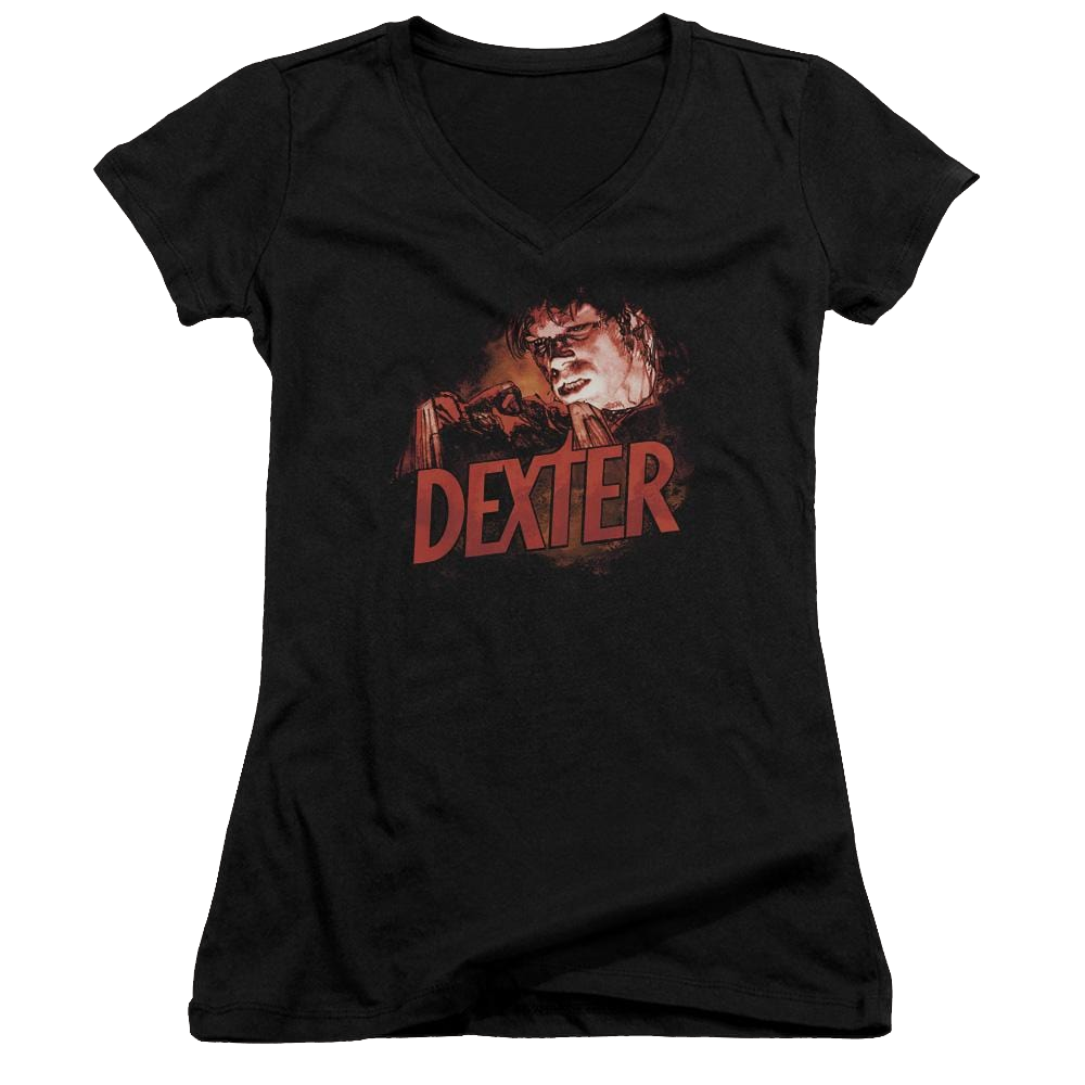 Dexter Drawing - Juniors V-Neck T-Shirt Juniors V-Neck T-Shirt Dexter   