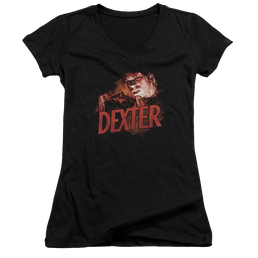 Dexter Drawing - Juniors V-Neck T-Shirt Juniors V-Neck T-Shirt Dexter   