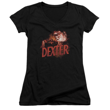 Dexter Drawing - Juniors V-Neck T-Shirt Juniors V-Neck T-Shirt Dexter   