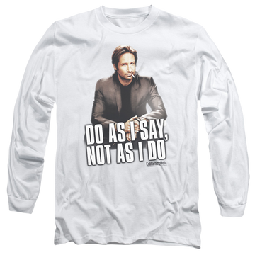 White men's long sleeve t-shirt with Californication Do As I Say graphic