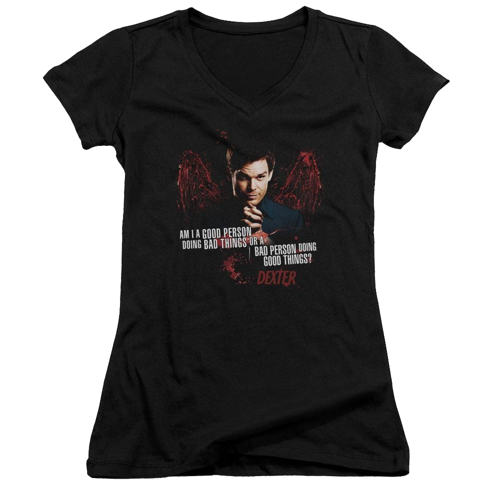 Dexter Good Bad - Juniors V-Neck T-Shirt Juniors V-Neck T-Shirt Dexter   
