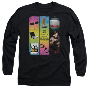 Black men's long sleeve t-shirt with Californication Poor Judgement graphic