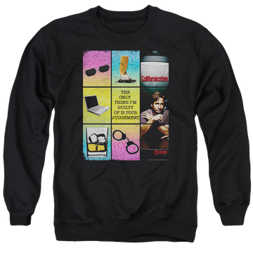 Black men's crewneck sweatshirt with Californication Poor Judgement graphic