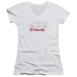 Dexter Plastic Prediction - Juniors V-Neck T-Shirt Juniors V-Neck T-Shirt Dexter   