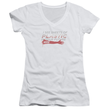 Dexter Plastic Prediction - Juniors V-Neck T-Shirt Juniors V-Neck T-Shirt Dexter   