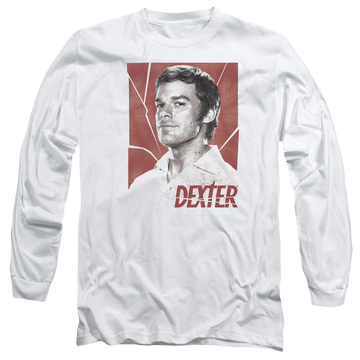White men's long sleeve t-shirt with Dexter Poster graphic