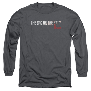 Charcoal men's long sleeve t-shirt with Ray Donovan Bag Or Bat graphic